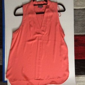 Coral Vince Camuto V-Neck Shell Blouse Shirt